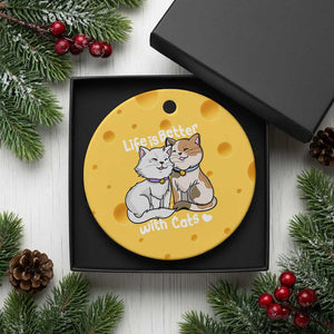Cat Lover Ceramic Ornament Life Is Better With Cats Cute TS02 1pc Yellow Cheese Print Your Wear