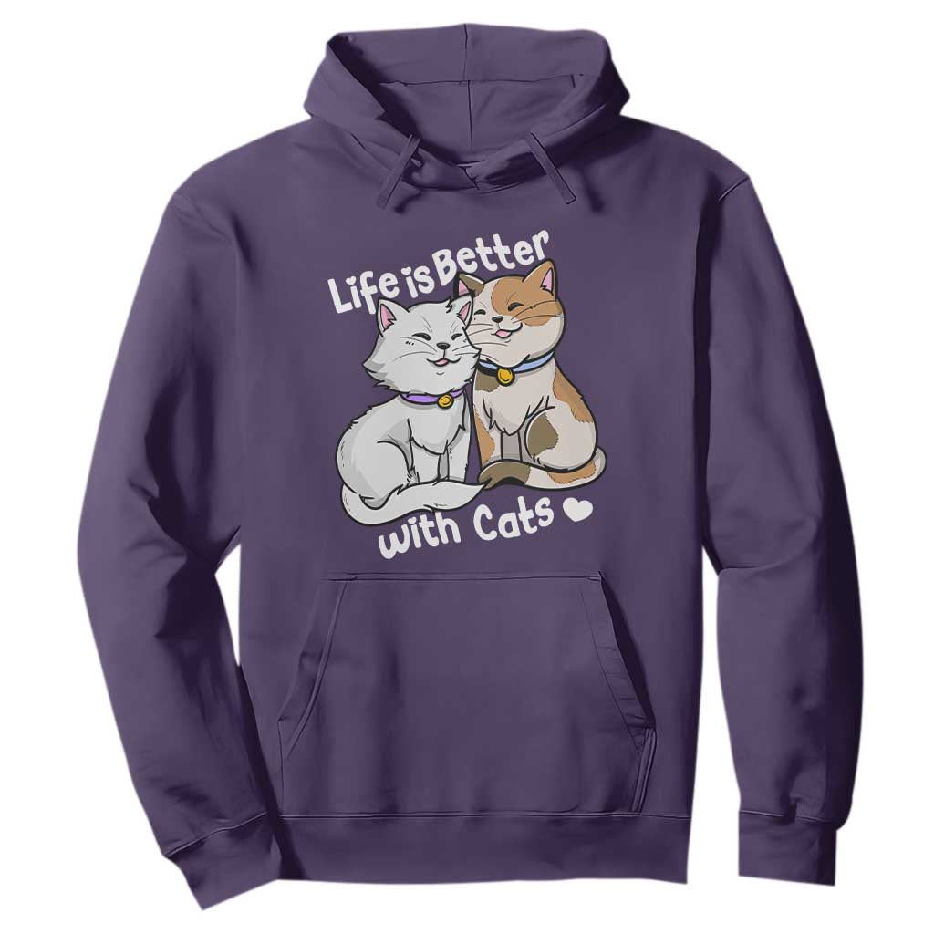 Cat Lover Hoodie Life Is Better With Cats Cute TS02 Purple Print Your Wear