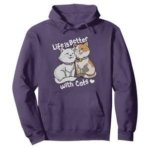 Cat Lover Hoodie Life Is Better With Cats Cute TS02 Purple Print Your Wear