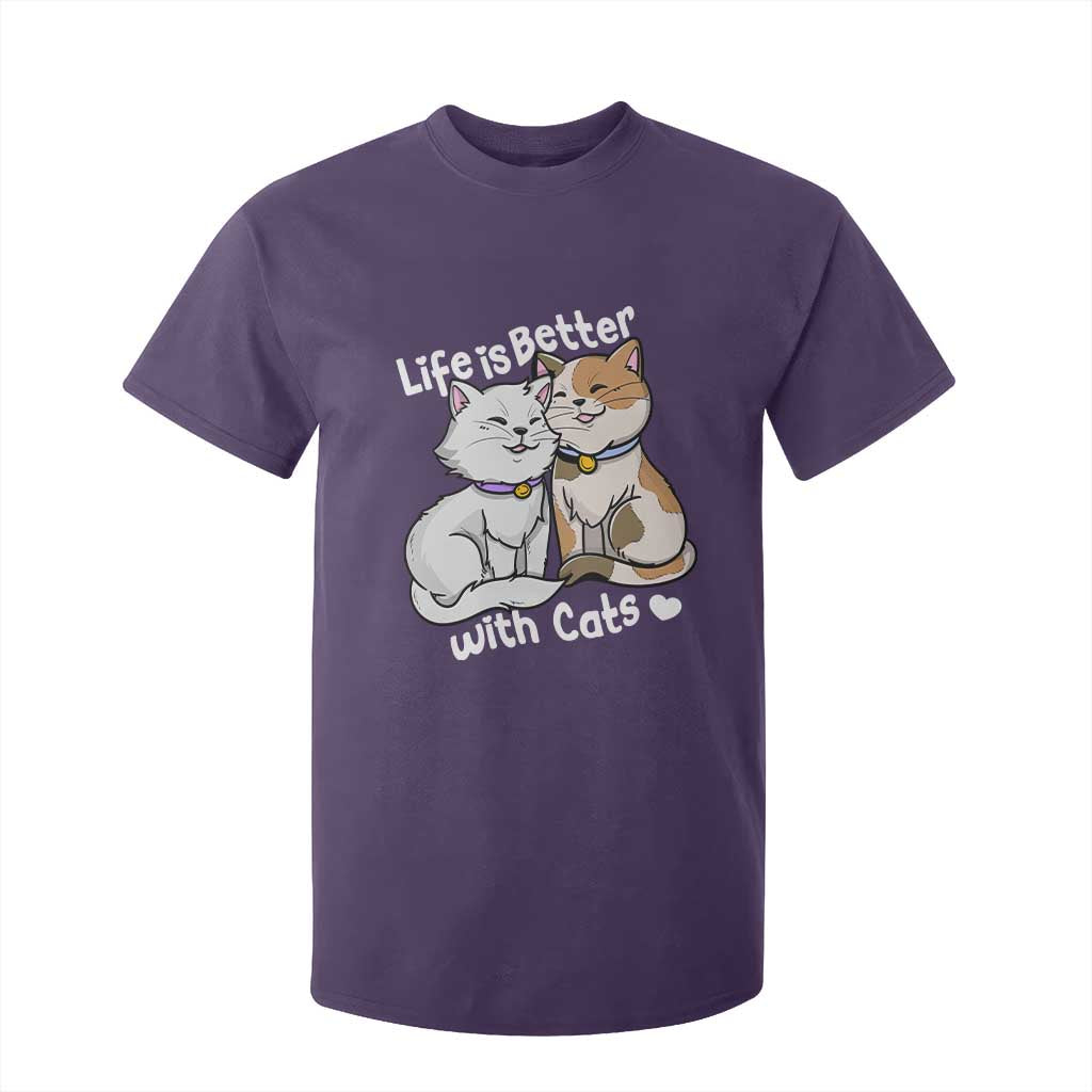 Cat Lover T Shirt For Kid Life Is Better With Cats Cute TS02 Purple Print Your Wear