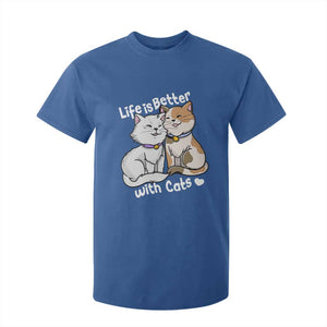 Cat Lover T Shirt For Kid Life Is Better With Cats Cute TS02 Royal Blue Print Your Wear
