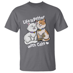 Cat Lover T Shirt Life Is Better With Cats Cute TS02 Charcoal Print Your Wear