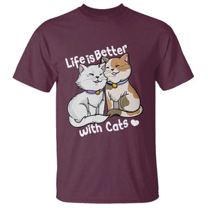 Cat Lover T Shirt Life Is Better With Cats Cute TS02 Maroon Print Your Wear