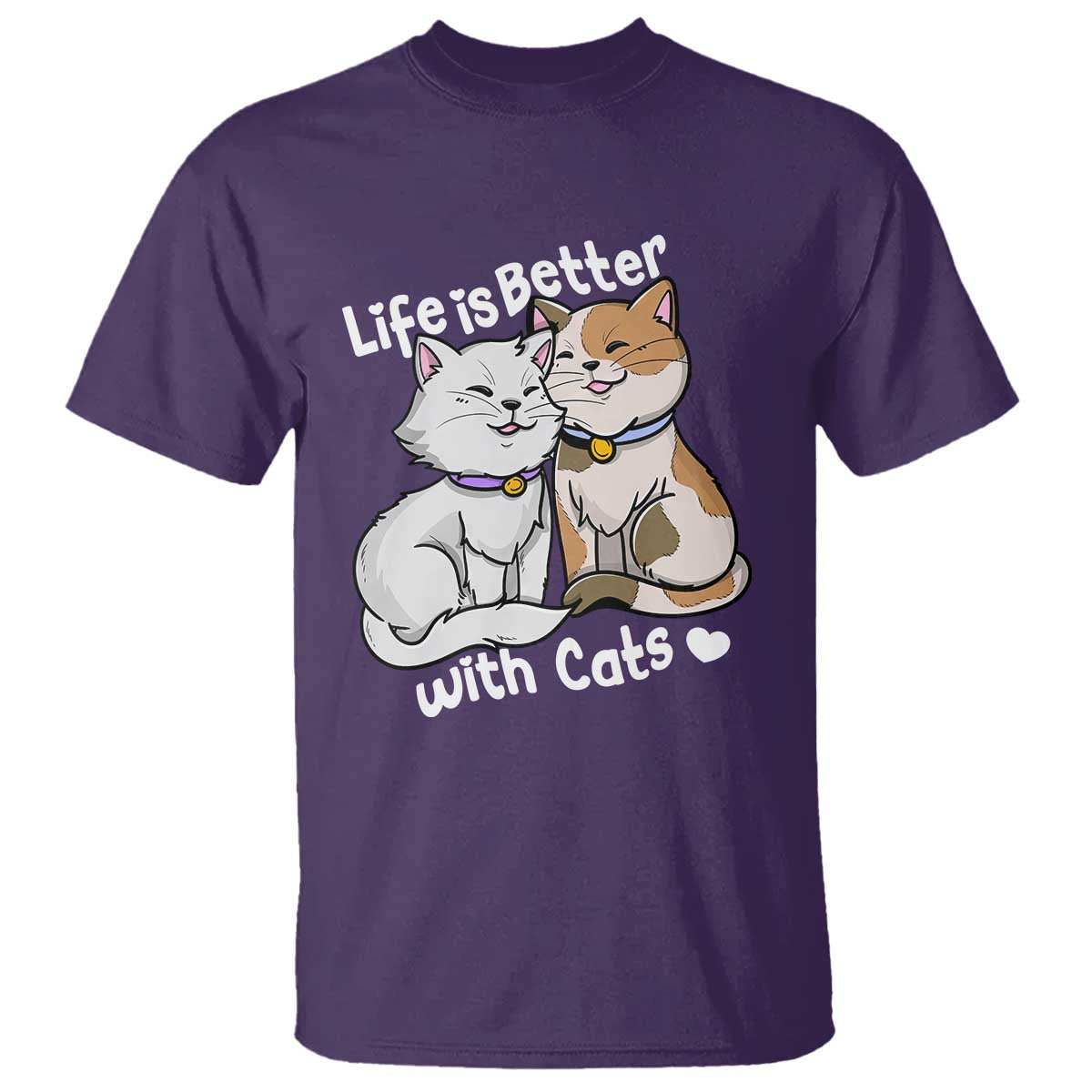 Cat Lover T Shirt Life Is Better With Cats Cute TS02 Purple Print Your Wear