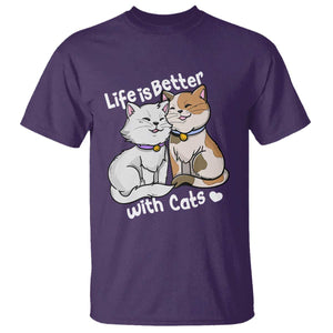 Cat Lover T Shirt Life Is Better With Cats Cute TS02 Purple Print Your Wear