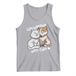 Cat Lover Tank Top Life Is Better With Cats Cute TS02 Athletic Heather Print Your Wear