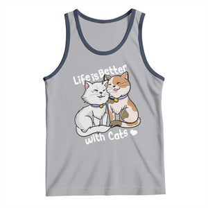 Cat Lover Tank Top Life Is Better With Cats Cute TS02 Athletic Heather Navy Print Your Wear