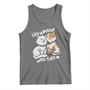 Cat Lover Tank Top Life Is Better With Cats Cute TS02 Black Heather Print Your Wear