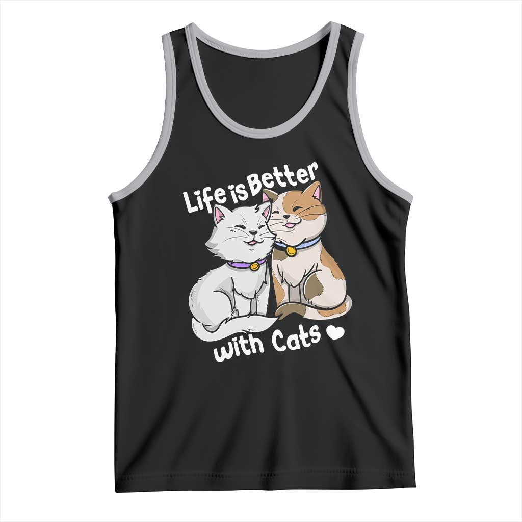 Cat Lover Tank Top Life Is Better With Cats Cute TS02 Black Athletic Heather Print Your Wear