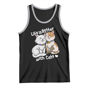 Cat Lover Tank Top Life Is Better With Cats Cute TS02 Black Athletic Heather Print Your Wear