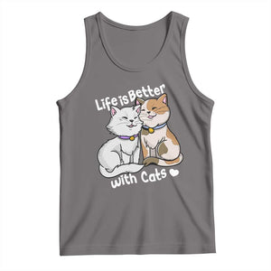 Cat Lover Tank Top Life Is Better With Cats Cute TS02 Deep Heather Print Your Wear