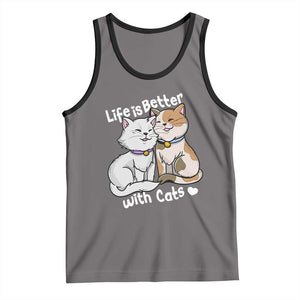 Cat Lover Tank Top Life Is Better With Cats Cute TS02 Deep Heather Black Print Your Wear