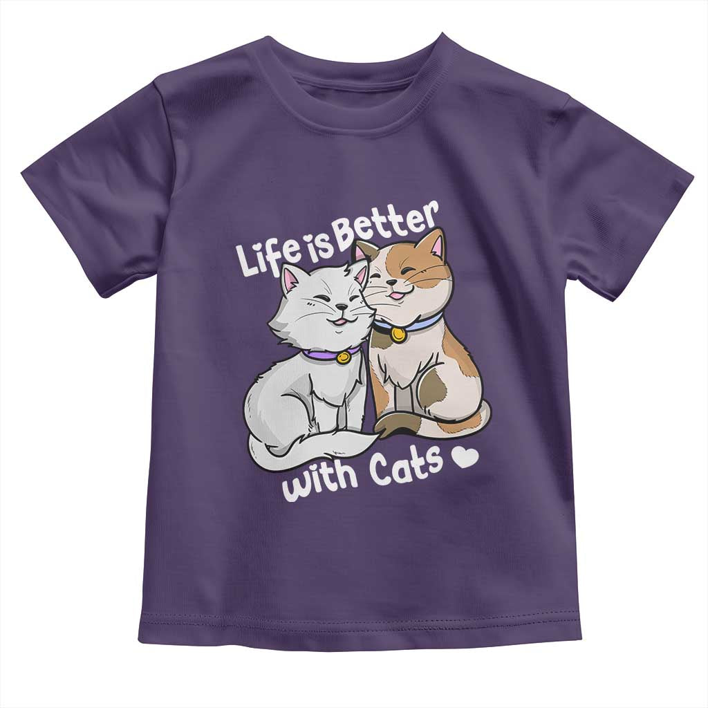 Cat Lover Toddler T Shirt Life Is Better With Cats Cute TS02 Purple Print Your Wear