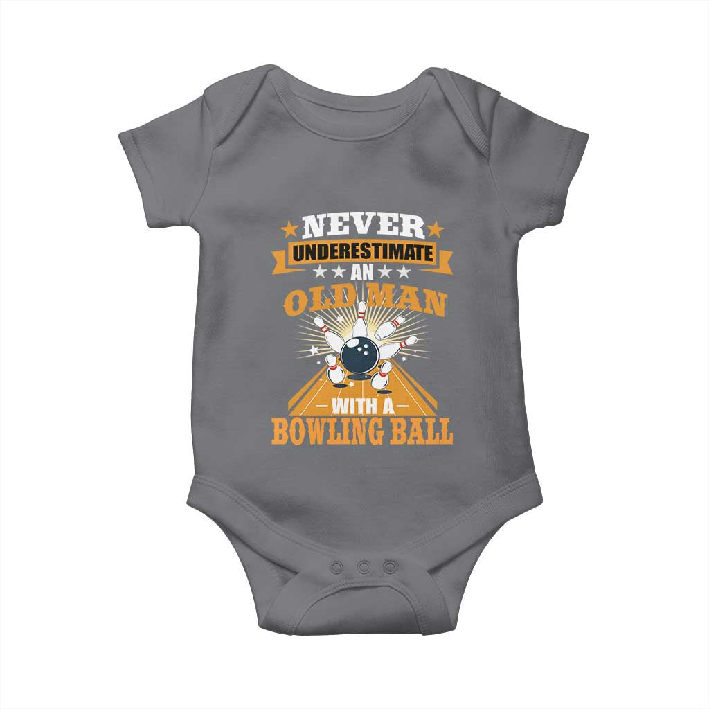 Funny Bowling Baby Onesie Never Underestimate Old Man Bowling Ball Mens Bowler TS02 Charcoal Print Your Wear