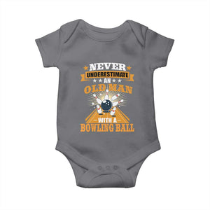 Funny Bowling Baby Onesie Never Underestimate Old Man Bowling Ball Mens Bowler TS02 Charcoal Print Your Wear