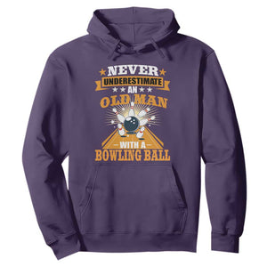 Funny Bowling Hoodie Never Underestimate Old Man Bowling Ball Mens Bowler TS02 Purple Print Your Wear