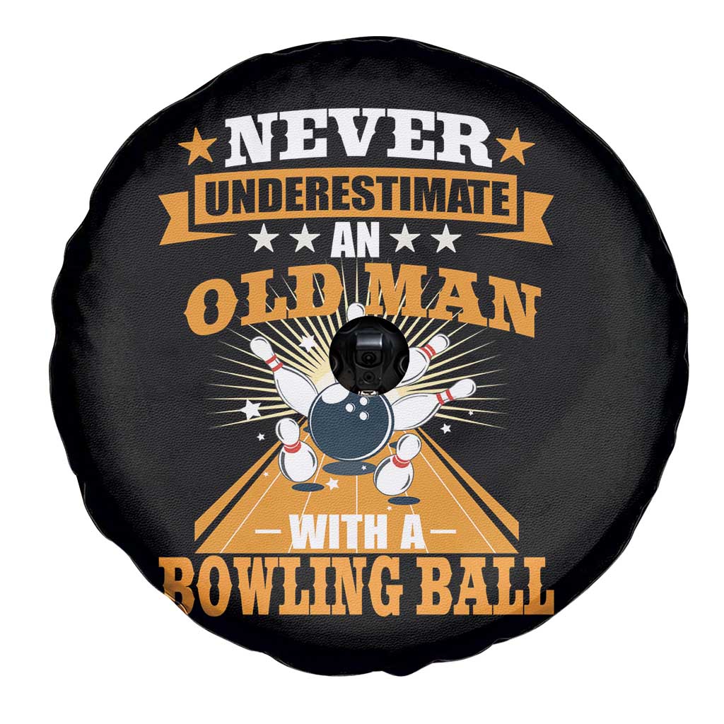 Funny Bowling Spare Tire Cover Never Underestimate Old Man Bowling Ball Mens Bowler TS02 Print Your Wear