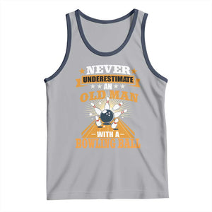Funny Bowling Tank Top Never Underestimate Old Man Bowling Ball Mens Bowler TS02 Athletic Heather Navy Print Your Wear