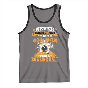 Funny Bowling Tank Top Never Underestimate Old Man Bowling Ball Mens Bowler TS02 Deep Heather Black Print Your Wear