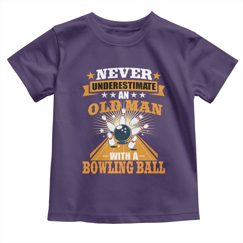 Funny Bowling Toddler T Shirt Never Underestimate Old Man Bowling Ball Mens Bowler TS02 Purple Print Your Wear