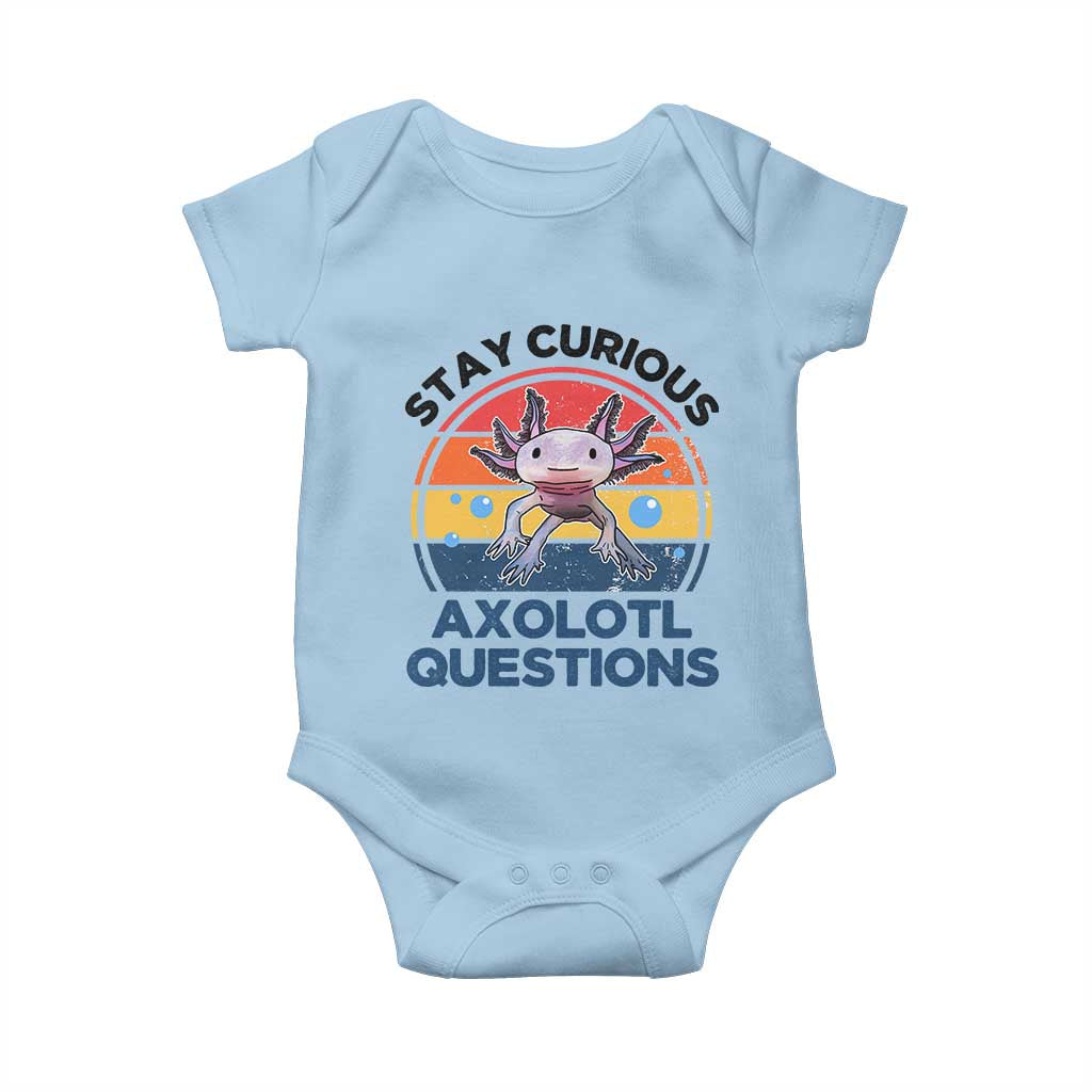 Funny Axolotl Pun Baby Onesie I Stay Curious Axolotl Question Retro TS02 Light Blue Print Your Wear