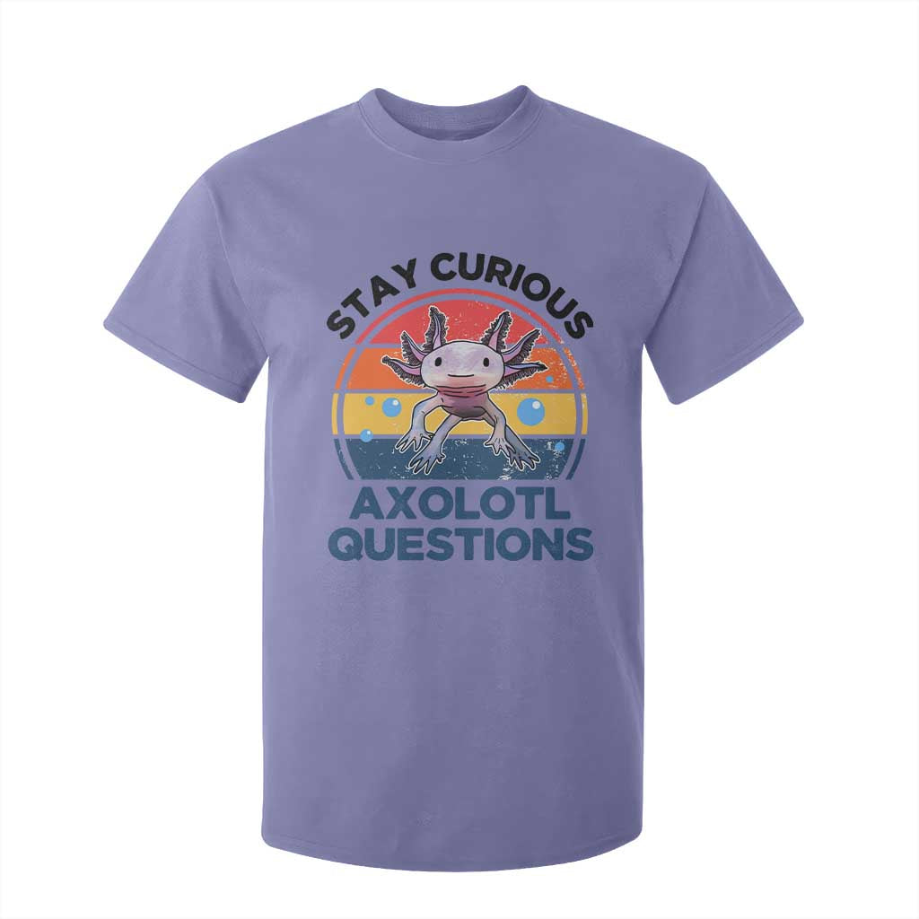 Funny Axolotl Pun T Shirt For Kid I Stay Curious Axolotl Question Retro TS02 Violet Print Your Wear