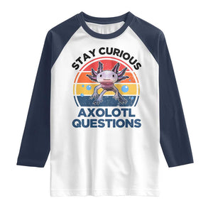 Funny Axolotl Pun Raglan Shirt I Stay Curious Axolotl Question Retro TS02 White Navy Print Your Wear