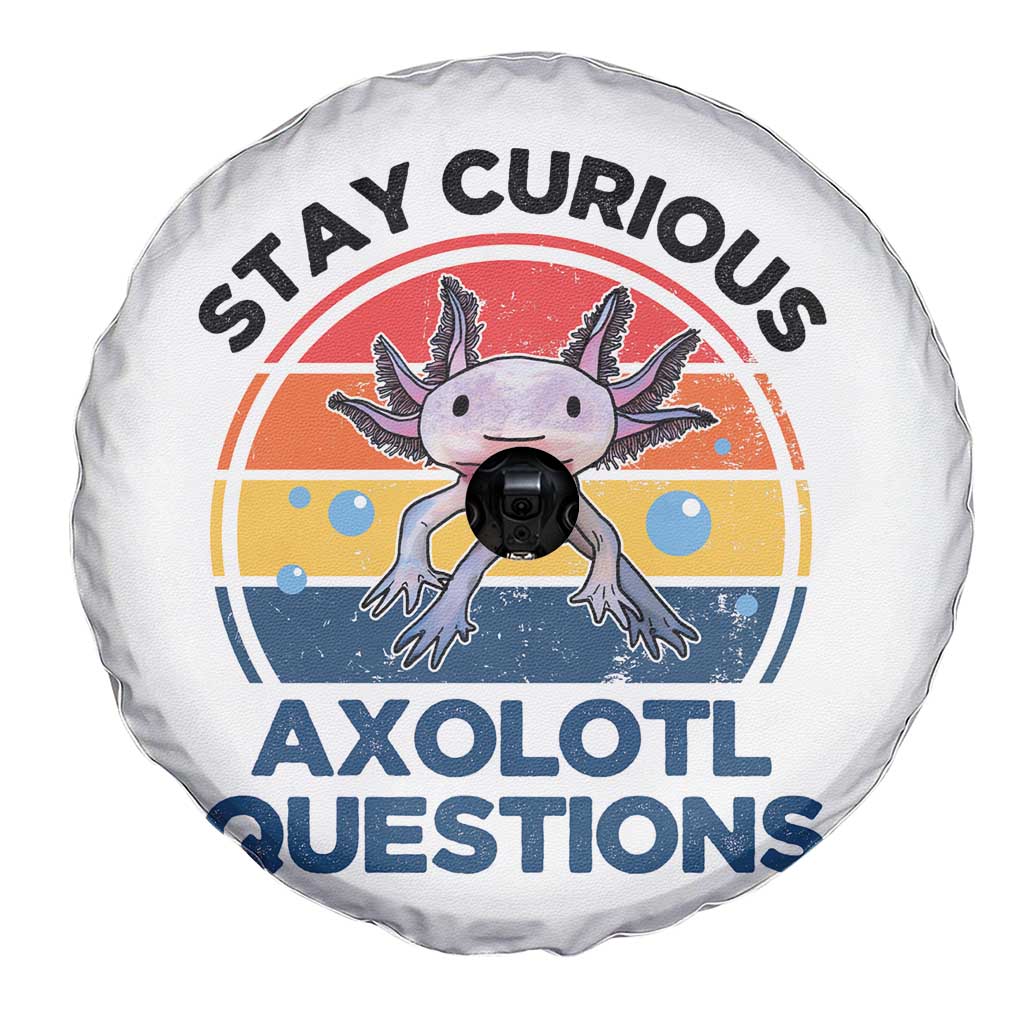 Funny Axolotl Pun Spare Tire Cover I Stay Curious Axolotl Question Retro TS02 Print Your Wear
