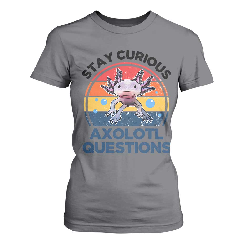 Funny Axolotl Pun T Shirt For Women I Stay Curious Axolotl Question Retro TS02 Charcoal Print Your Wear