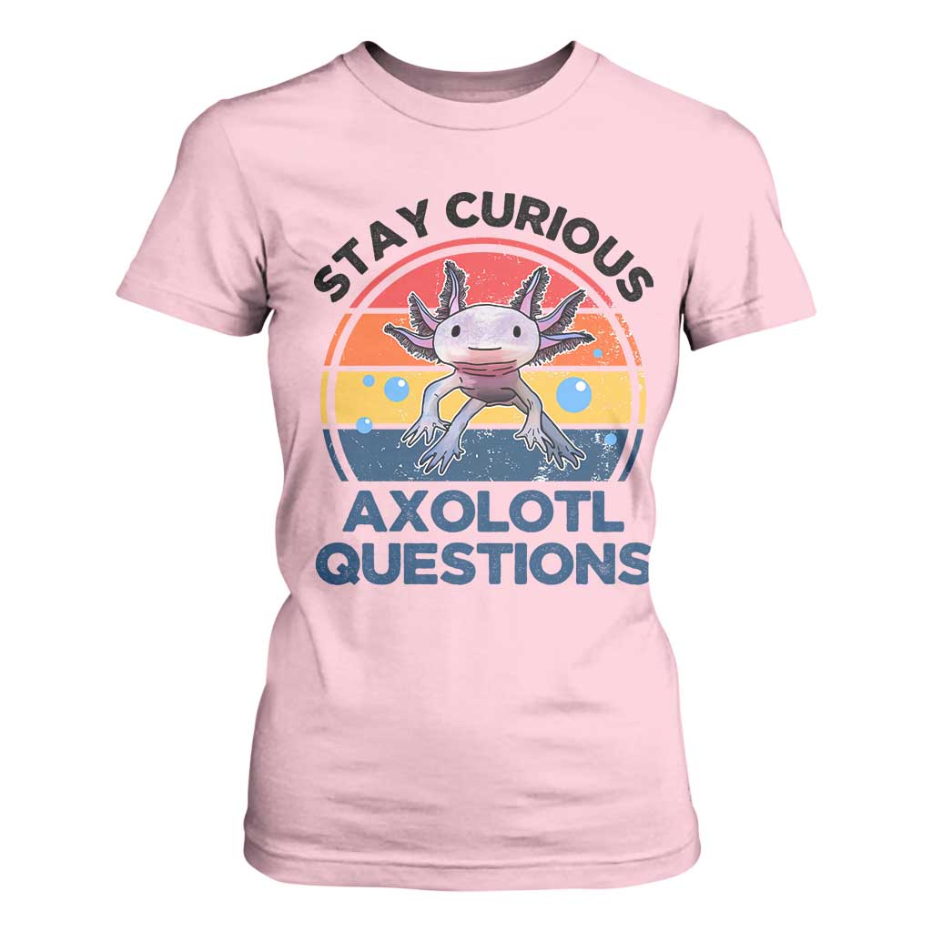 Funny Axolotl Pun T Shirt For Women I Stay Curious Axolotl Question Retro TS02 Light Pink Print Your Wear