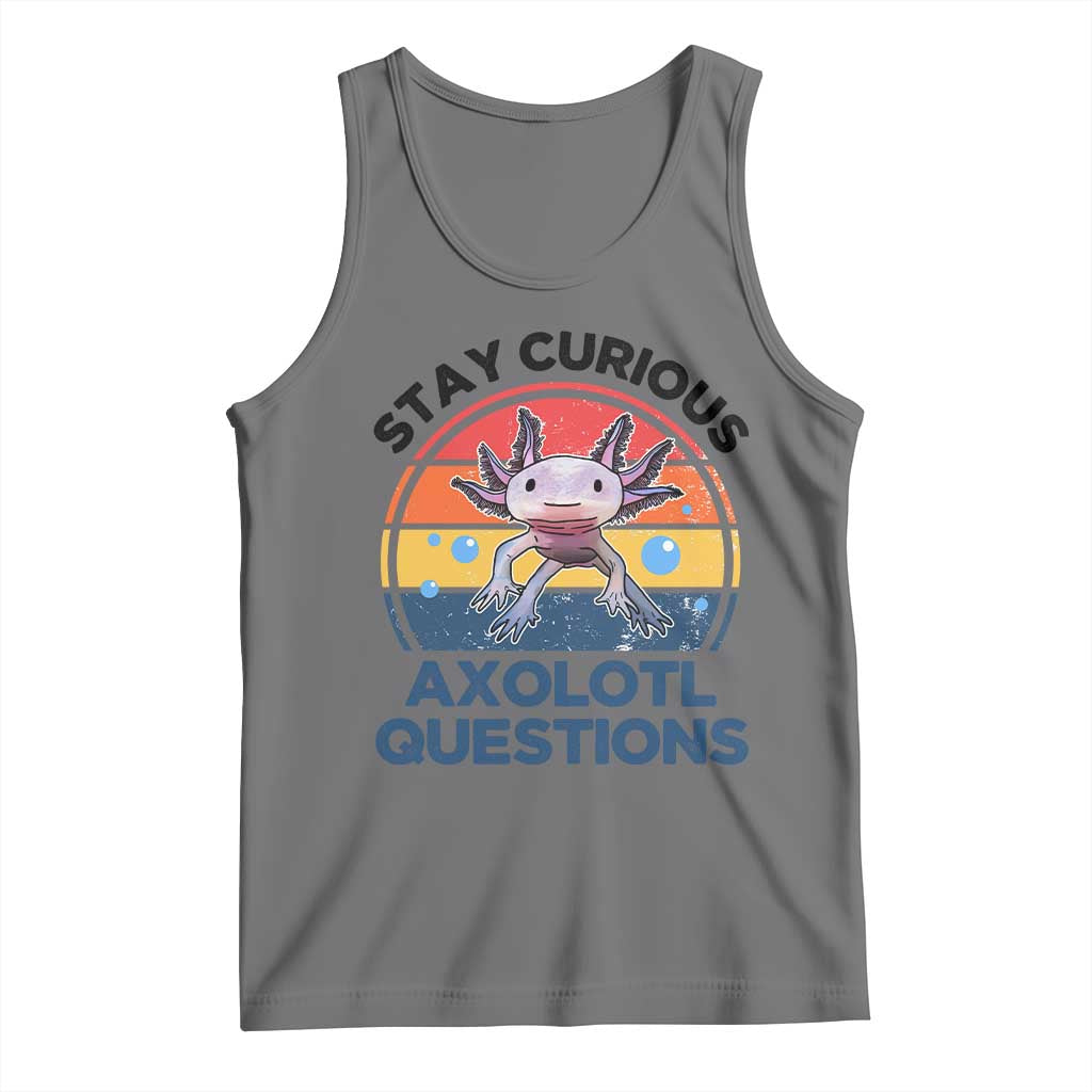 Funny Axolotl Pun Tank Top I Stay Curious Axolotl Question Retro TS02 Black Heather Print Your Wear