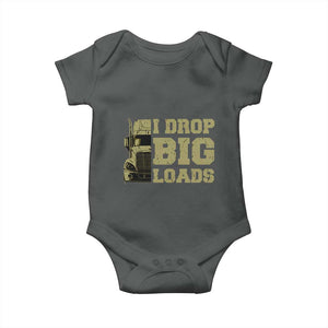 Funny Truck Driver Baby Onesie I Drop Big Load Funny Big Rig Semi-Trailer Dad TS02 Dark Heather Print Your Wear