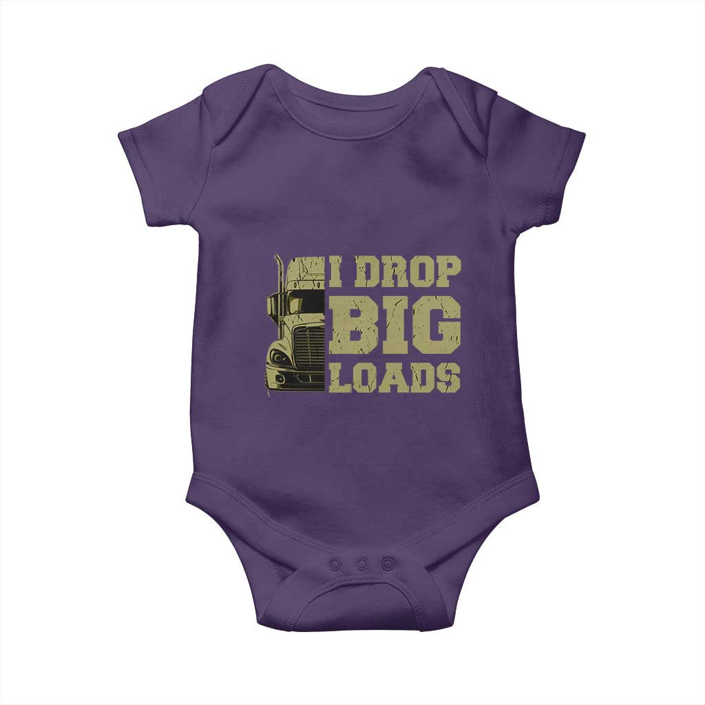 Funny Truck Driver Baby Onesie I Drop Big Load Funny Big Rig Semi-Trailer Dad TS02 Purple Print Your Wear