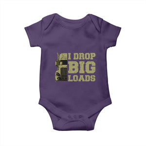 Funny Truck Driver Baby Onesie I Drop Big Load Funny Big Rig Semi-Trailer Dad TS02 Purple Print Your Wear