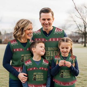 Funny Truck Driver V-Neck Knit Sweater Vest I Drop Big Load Funny Big Rig Semi-Trailer Dad TS02 Red Green Print Your Wear