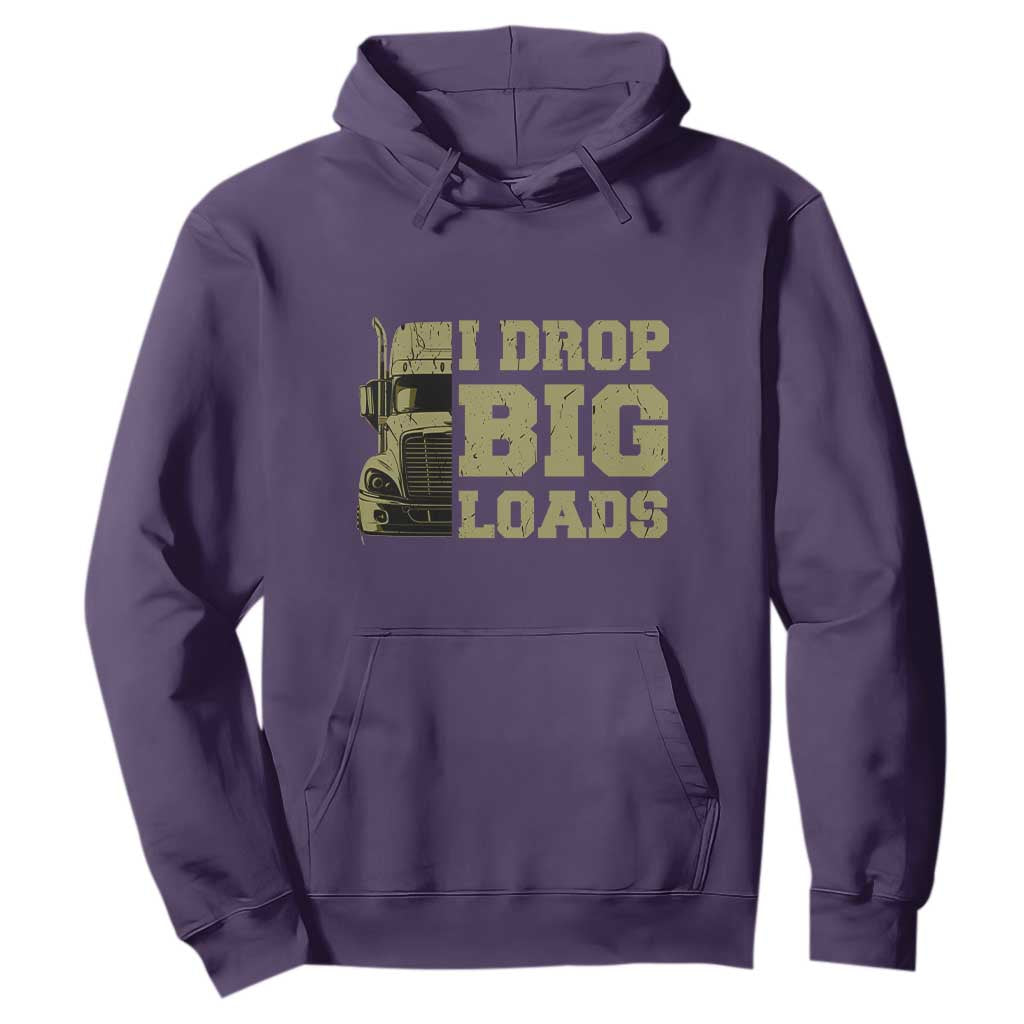 Funny Truck Driver Hoodie I Drop Big Load Funny Big Rig Semi-Trailer Dad TS02 Purple Print Your Wear