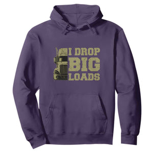 Funny Truck Driver Hoodie I Drop Big Load Funny Big Rig Semi-Trailer Dad TS02 Purple Print Your Wear