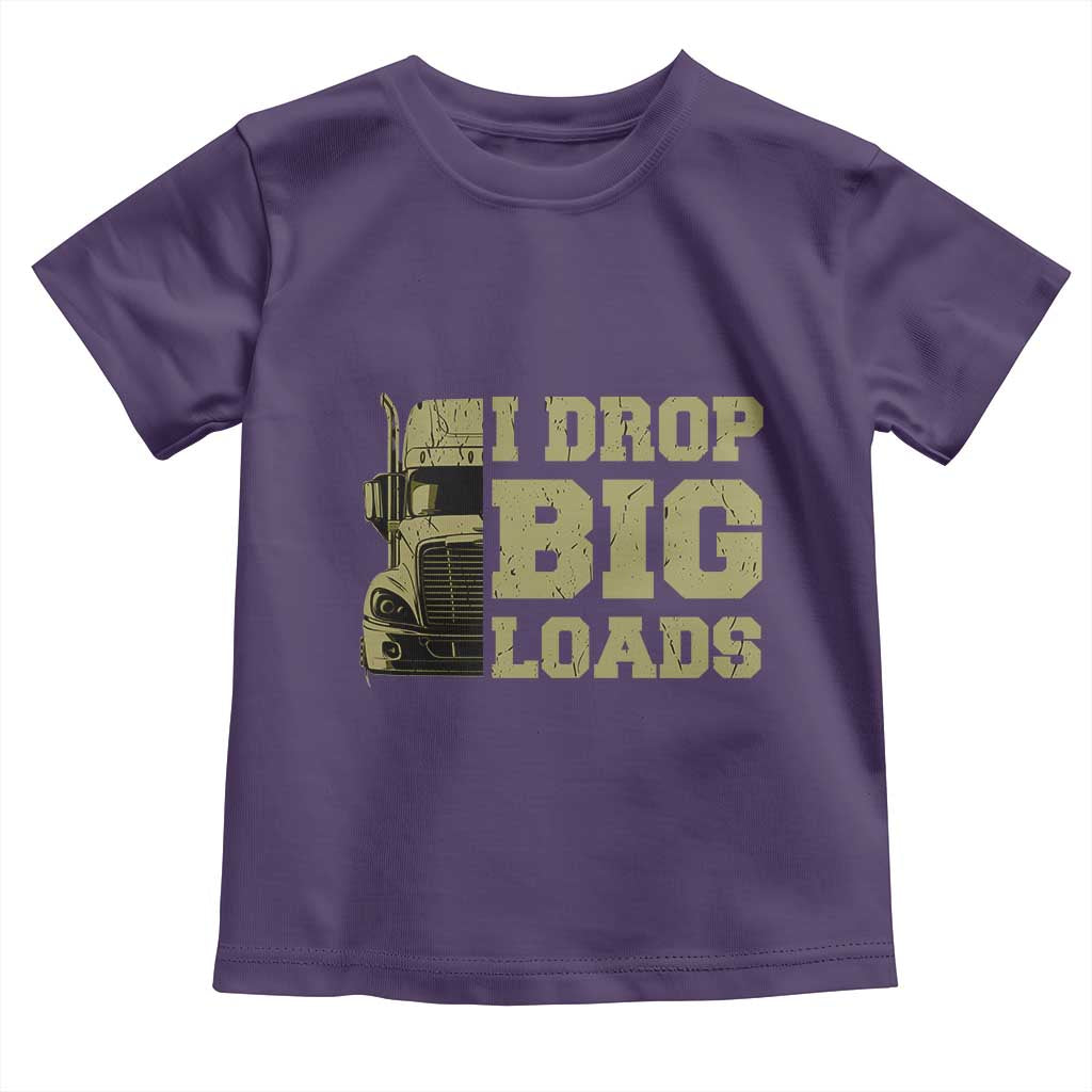 Funny Truck Driver Toddler T Shirt I Drop Big Load Funny Big Rig Semi-Trailer Dad TS02 Purple Print Your Wear