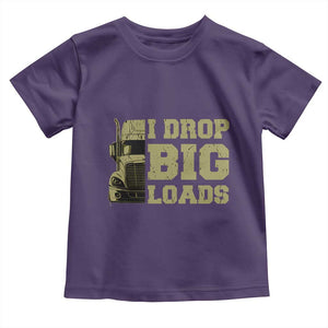Funny Truck Driver Toddler T Shirt I Drop Big Load Funny Big Rig Semi-Trailer Dad TS02 Purple Print Your Wear