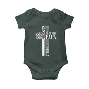 Blessed Papa Christian Cross Baby Onesie Faithful Dad Religious American Flag TS02 Print Your Wear