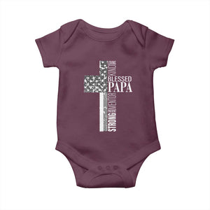 Blessed Papa Christian Cross Baby Onesie Faithful Dad Religious American Flag TS02 Maroon Print Your Wear