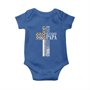 Blessed Papa Christian Cross Baby Onesie Faithful Dad Religious American Flag TS02 Royal Blue Print Your Wear