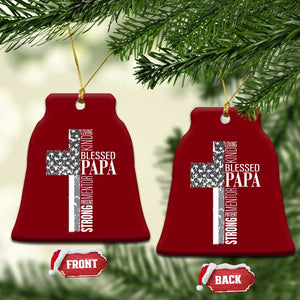 Blessed Papa Christian Cross Ceramic Ornament Faithful Dad Religious American Flag TS02 Print Your Wear