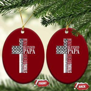 Blessed Papa Christian Cross Ceramic Ornament Faithful Dad Religious American Flag TS02 Print Your Wear