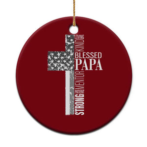 Blessed Papa Christian Cross Ceramic Ornament Faithful Dad Religious American Flag TS02 1pc Red Print Your Wear