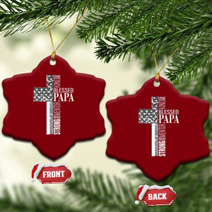 Blessed Papa Christian Cross Ceramic Ornament Faithful Dad Religious American Flag TS02 Print Your Wear