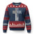 Blessed Papa Christian Cross Ugly Christmas Sweater Faithful Dad Religious American Flag TS02 Navy Red Print Your Wear