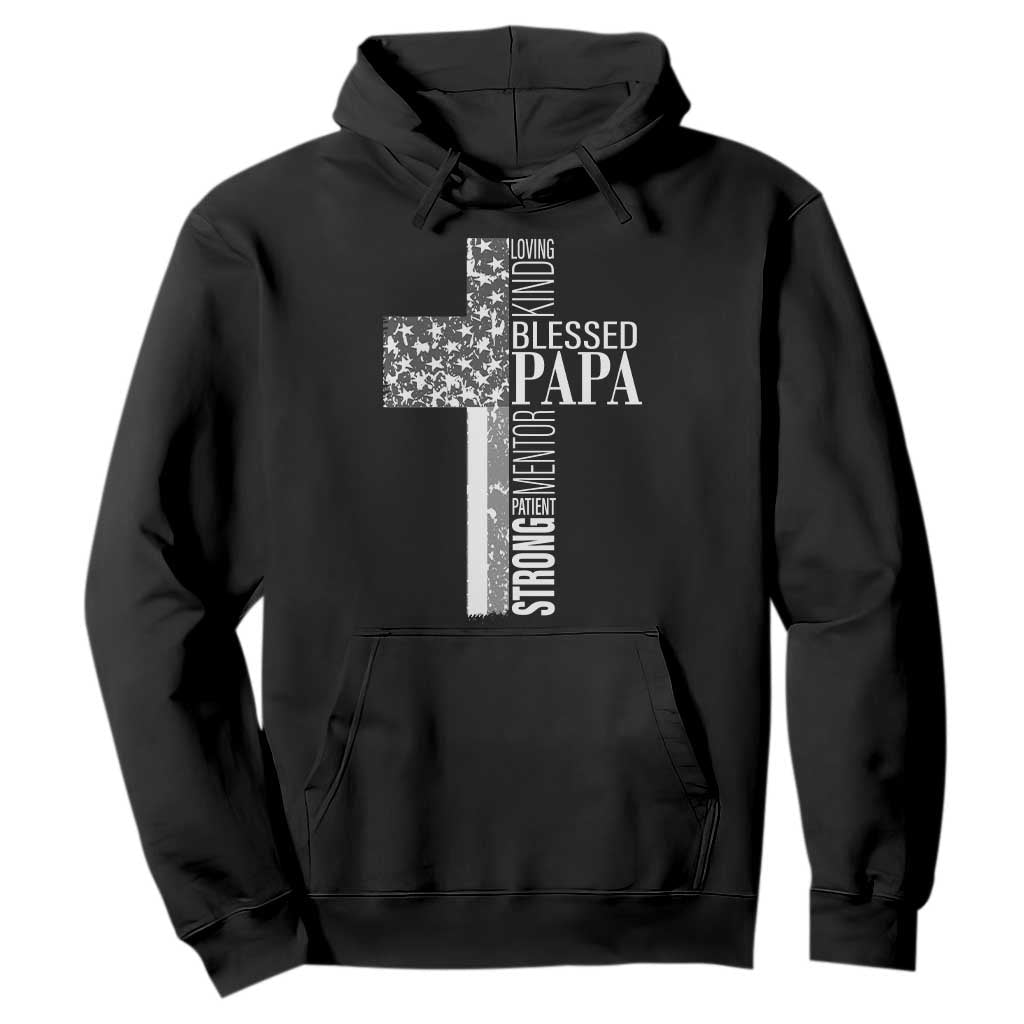 Blessed Papa Christian Cross Hoodie Faithful Dad Religious American Flag TS02 Black Print Your Wear
