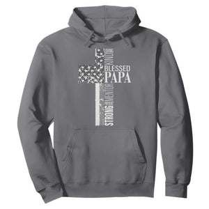 Blessed Papa Christian Cross Hoodie Faithful Dad Religious American Flag TS02 Charcoal Print Your Wear