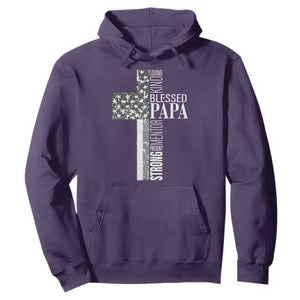 Blessed Papa Christian Cross Hoodie Faithful Dad Religious American Flag TS02 Purple Print Your Wear